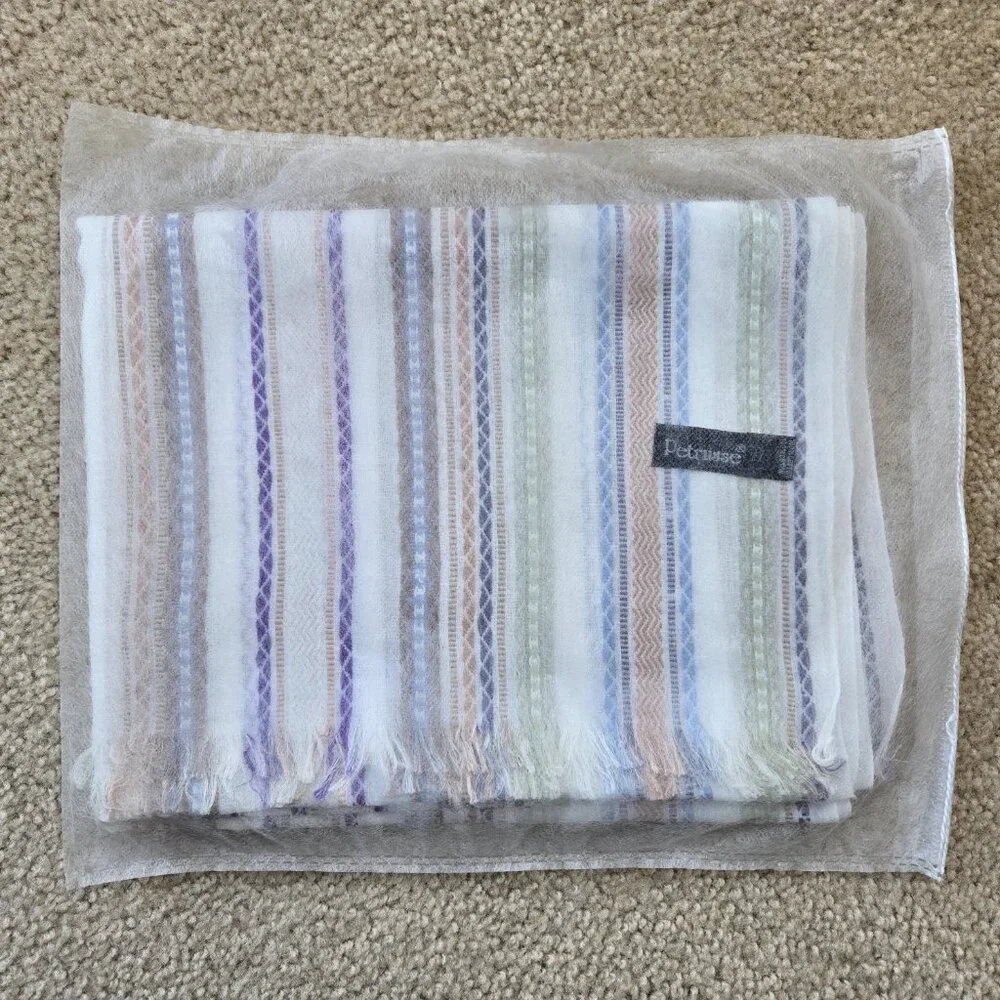 NWOT Petrusse Embroidered Lightweight Summer Scarf Cotton Paris